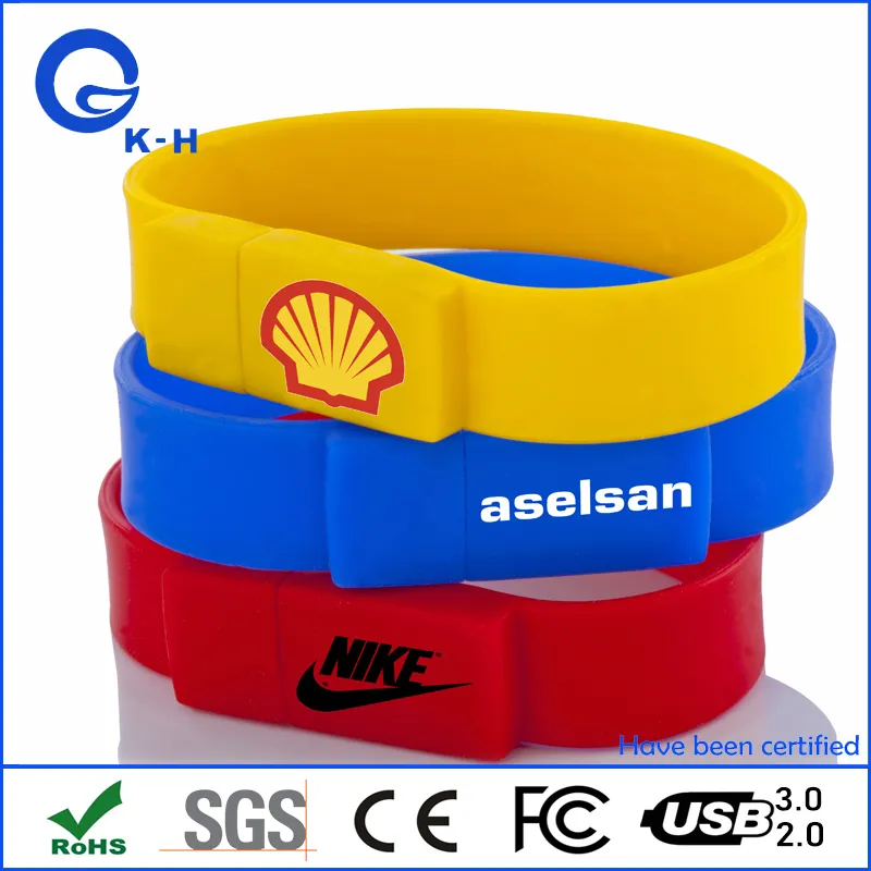 Custom Logo Wrist Band Rubber USB 2.0 Flash Memory Drive