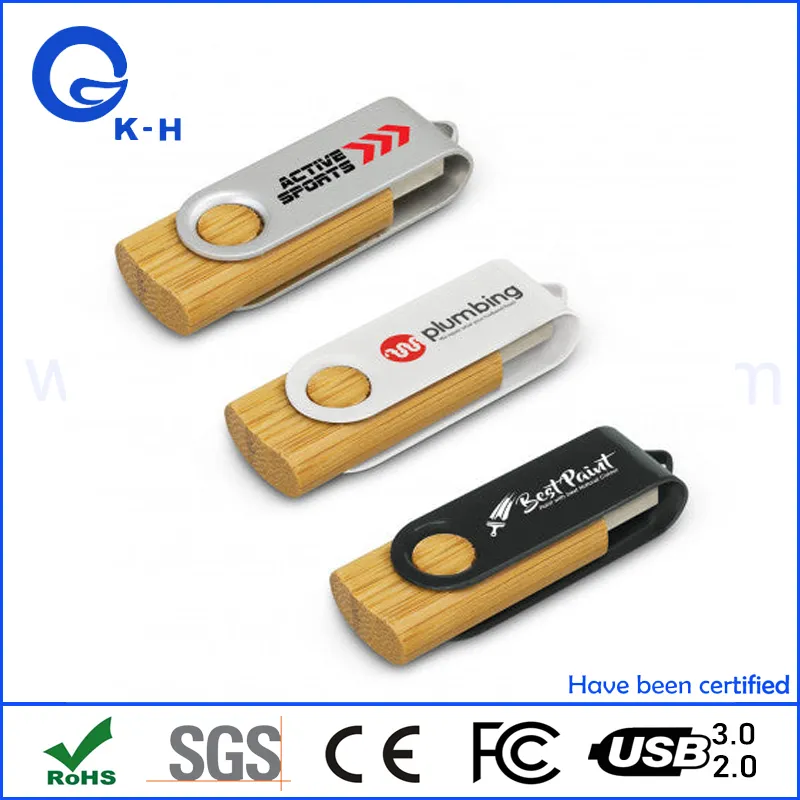 Custom Photography Engrave Logo Bamboo USB2.0 Flash Memory Pendrive