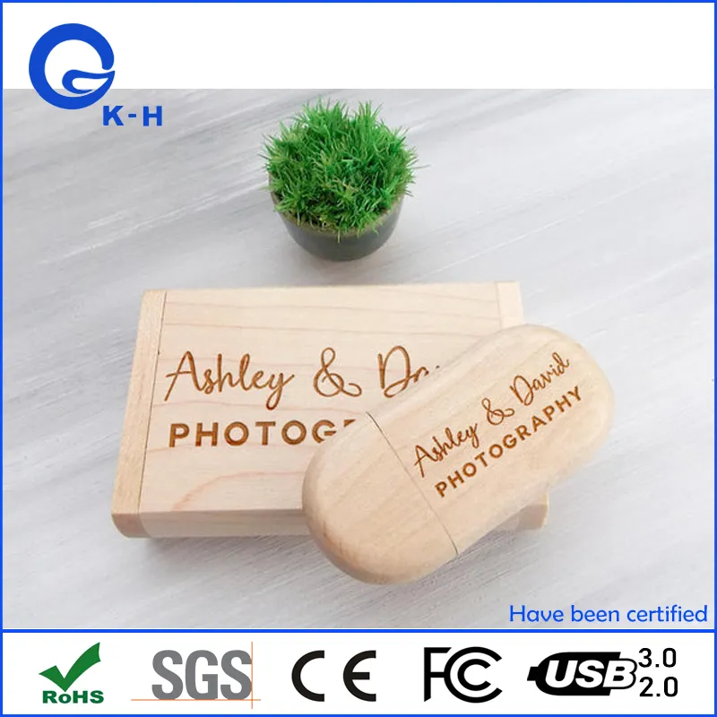 Customized USB Flash Stick Wooden Memory Pen Drive 16GB 8GB