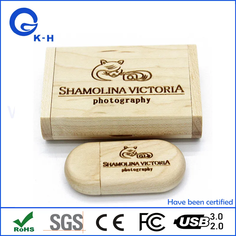 Customized USB Flash Stick Wooden Memory Pen Drive 16GB 8GB