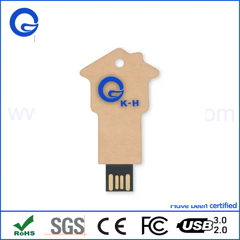 Eco-Friendly Recycled Paper House Shaped USB Flash Cardboard Fibe Memory Drive