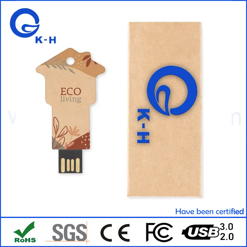 Eco-Friendly Recycled Paper House Shaped USB Flash Cardboard Fibe Memory Drive