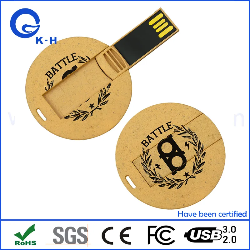 Eco-Friendly Round Card USB Flash Memory Drive 4GB 8GB 16GB