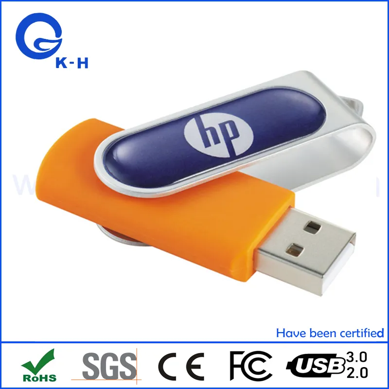 Epoxy Dome Logo Swivel USB 2.0 3.0 U Flash Disk 16GB 32GB 64GB