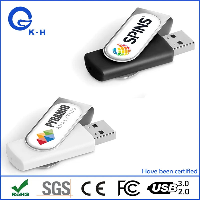 Epoxy Dome Logo Swivel USB 2.0 3.0 U Flash Disk 16GB 32GB 64GB