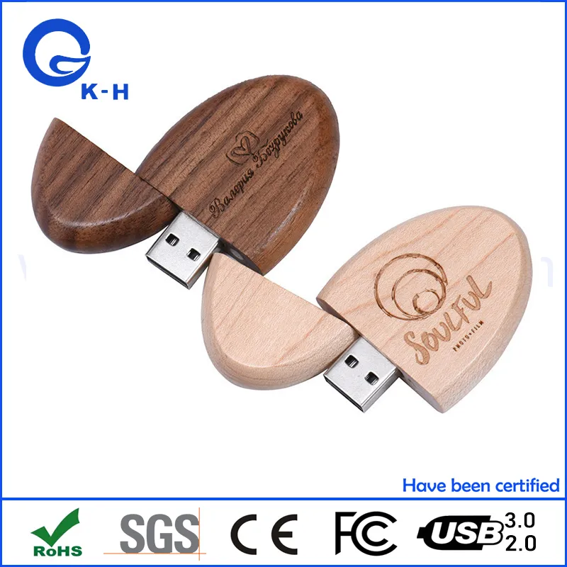 Factory Sales Wooden USB Flash Driver 2GB 4GB Custom Logo