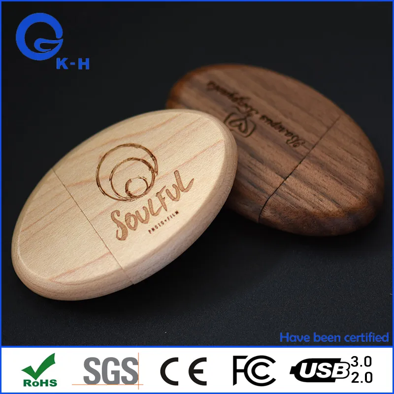 Factory Sales Wooden USB Flash Driver 2GB 4GB Custom Logo