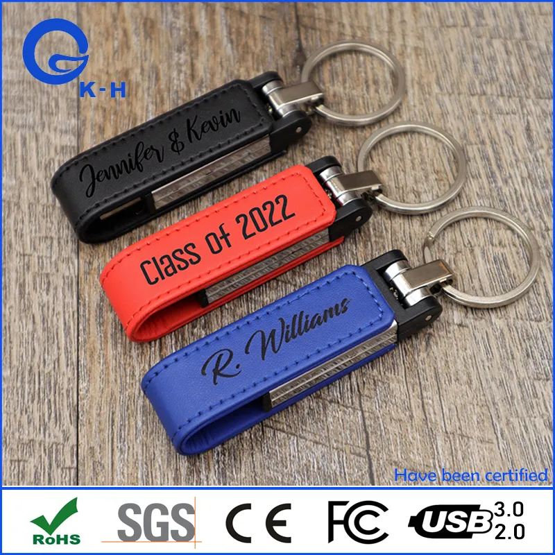 Factory Supply Leather USB 2.0 3.0 Flash Memory Drive 16GB