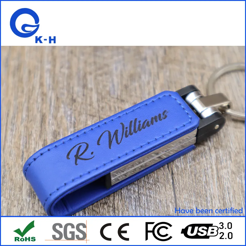 Factory Supply Leather USB 2.0 3.0 Flash Memory Drive 16GB