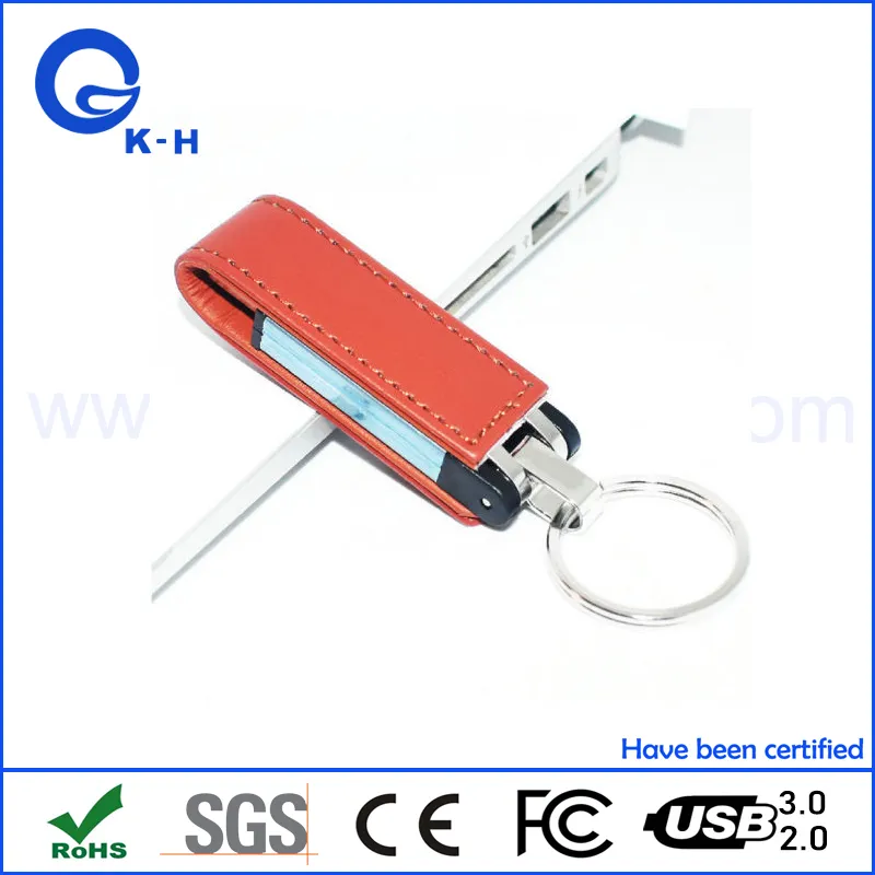 Factory Supply Leather USB 2.0 3.0 Flash Memory Drive 16GB