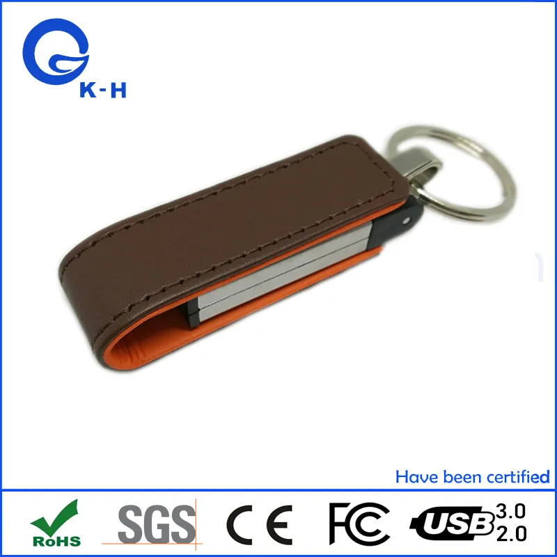 Factory Supply Leather USB 2.0 3.0 Flash Memory Drive 16GB