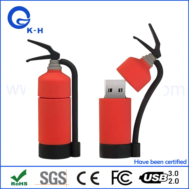 Fire Fighting Tools Fire Extinguisher Shape PVC USB Flash Memory 16GB 32GB