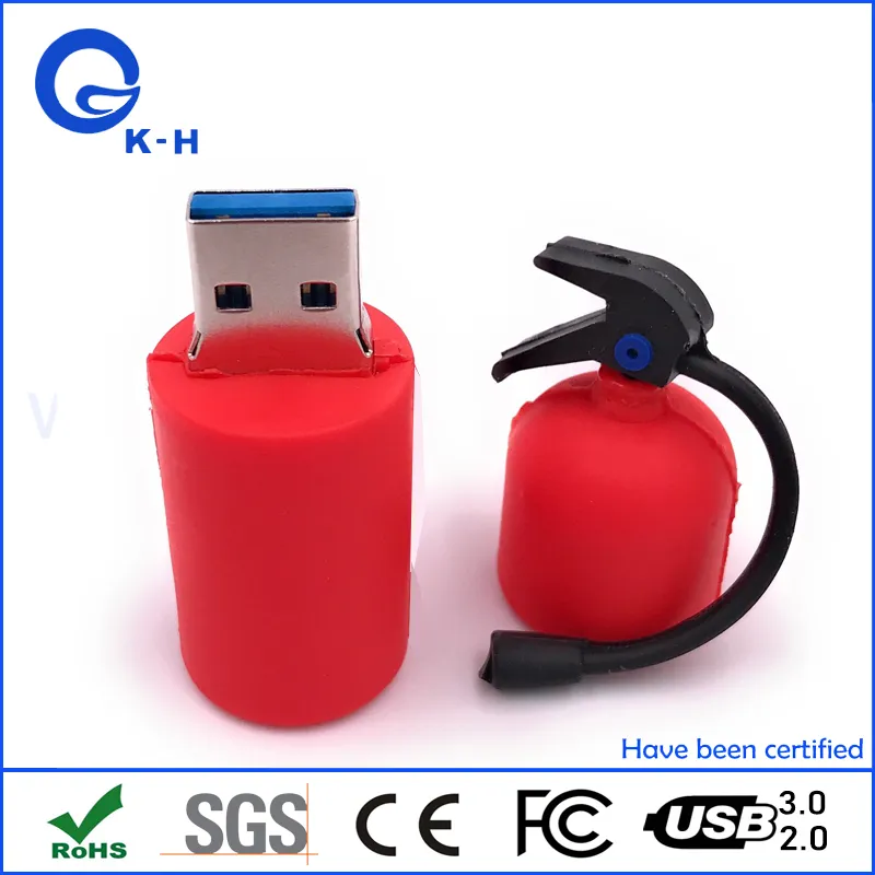 Fire Fighting Tools Fire Extinguisher Shape PVC USB Flash Memory 16GB 32GB