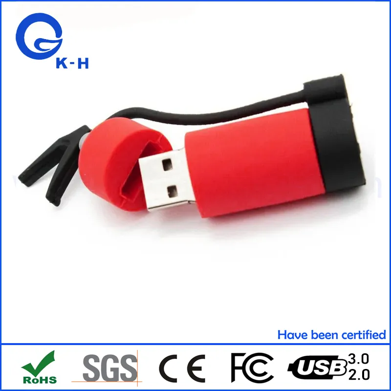 Fire Fighting Tools Fire Extinguisher Shape PVC USB Flash Memory 16GB 32GB