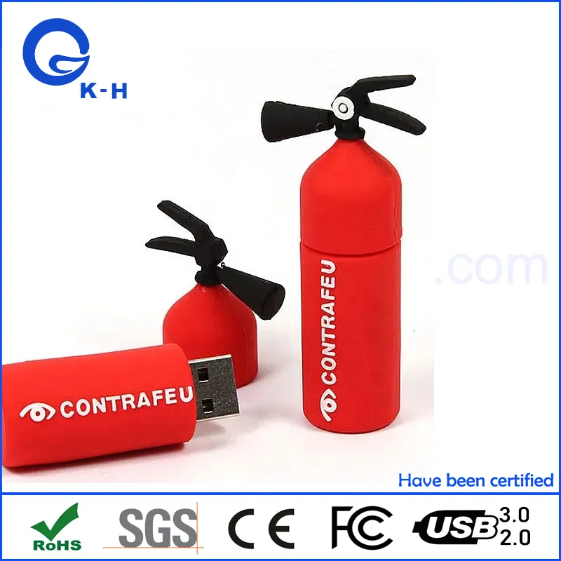 Fire Fighting Tools Fire Extinguisher Shape PVC USB Flash Memory 16GB 32GB