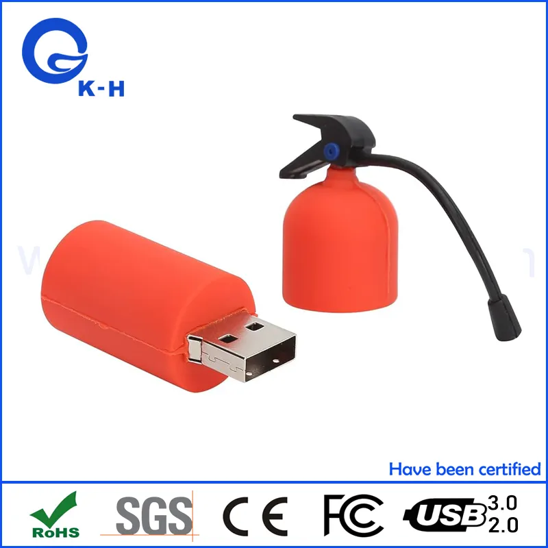 Fire Fighting Tools Fire Extinguisher Shape PVC USB Flash Memory 16GB 32GB