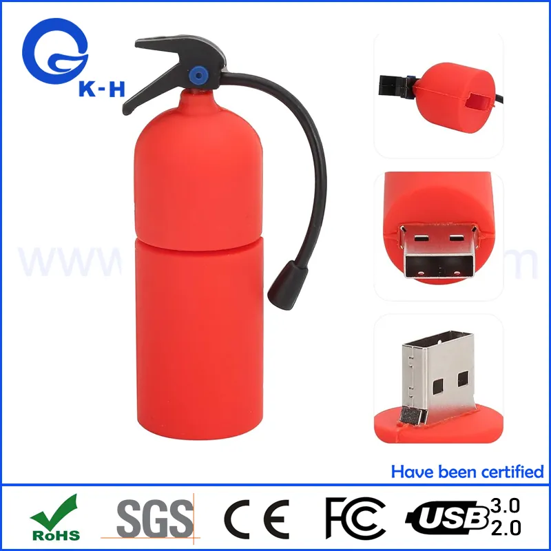 Fire Fighting Tools Fire Extinguisher Shape PVC USB Flash Memory 16GB 32GB