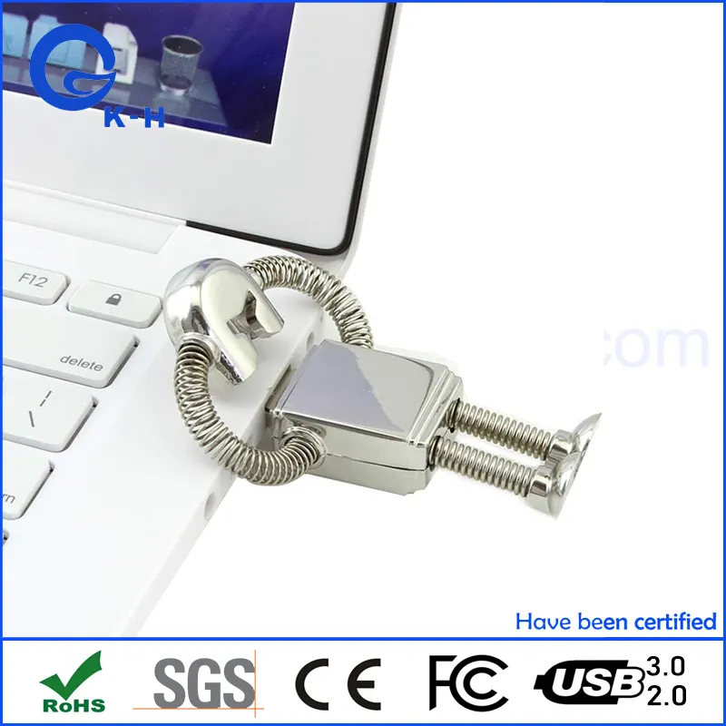 Free Engraved Logo Metal Robot Design USB Flash Disk