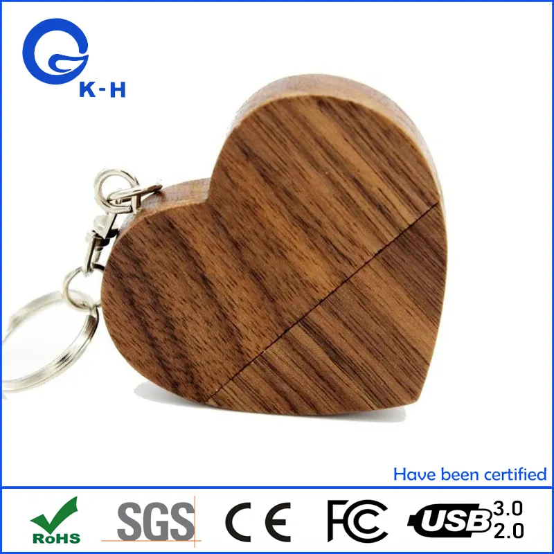 Gadgets Wedding USB Gift Wood Heart Shape Flash Memory Stick