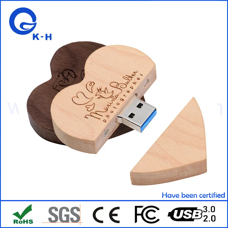 Gadgets Wedding USB Gift Wood Heart Shape Flash Memory Stick