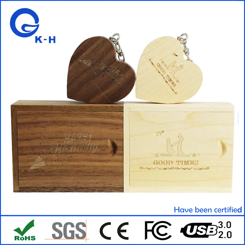 Gadgets Wedding USB Gift Wood Heart Shape Flash Memory Stick