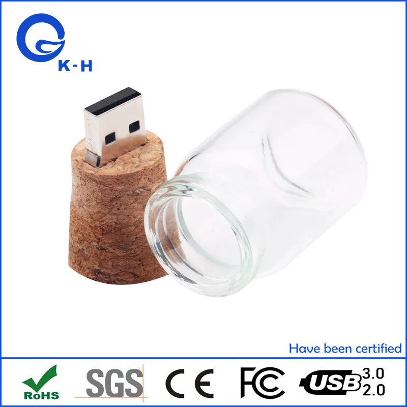 Glass Bottle with Cork USB 2.0 Flash Memory Drive 128MB 256MB 512MB