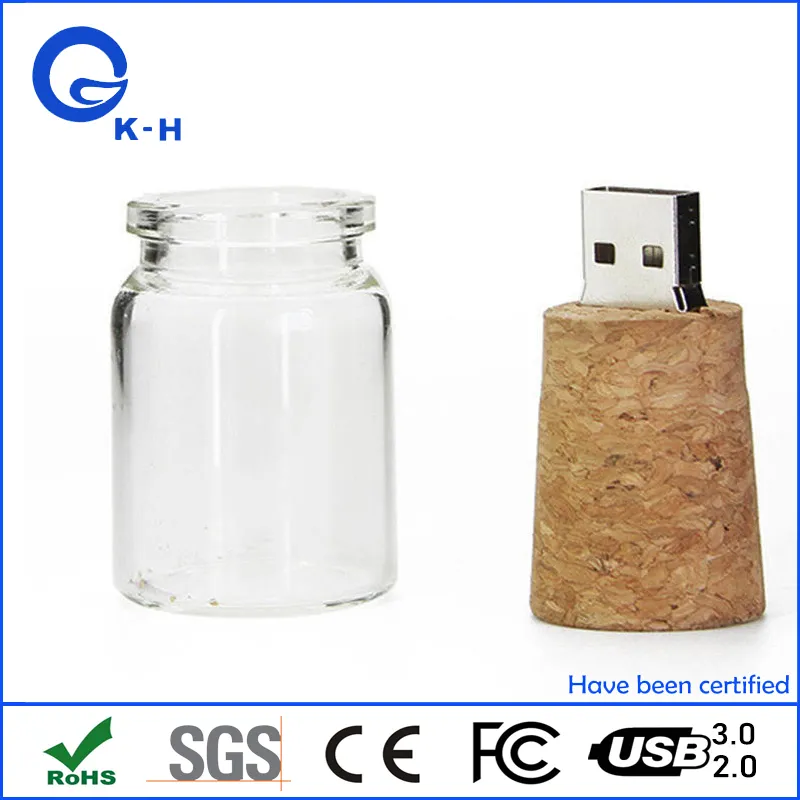 Glass Bottle with Cork USB 2.0 Flash Memory Drive 128MB 256MB 512MB