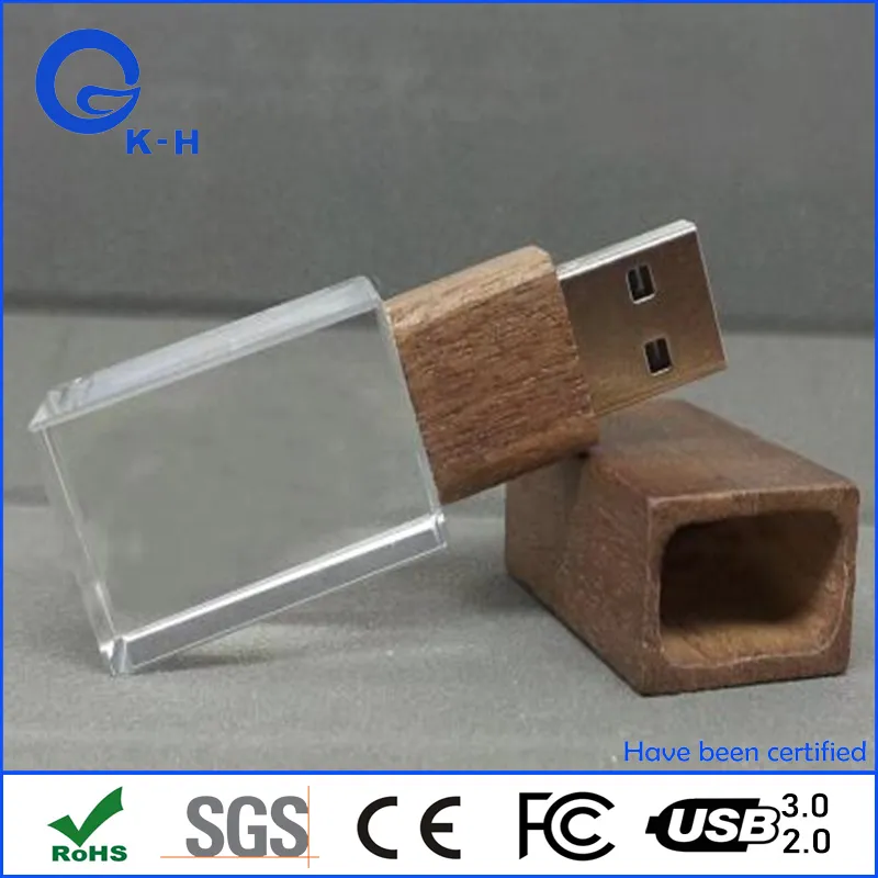 Glass USB Memory Stick 128GB Flash Disk 8GB USB Driver 16GB 32GB