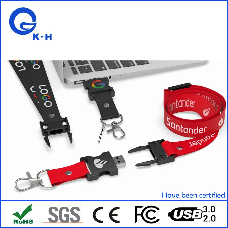 Hot Sell Lanyard Neck Strap USB Flash Drive for Advertising 32GB Gift