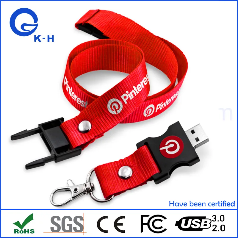 Hot Sell Lanyard Neck Strap USB Flash Drive for Advertising 32GB Gift