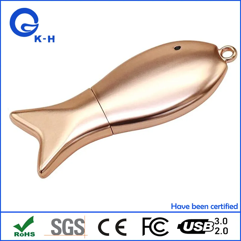 Hot Selling Metal Fish USB Flash Memory Disk 8GB 16GB 32GB 64GB