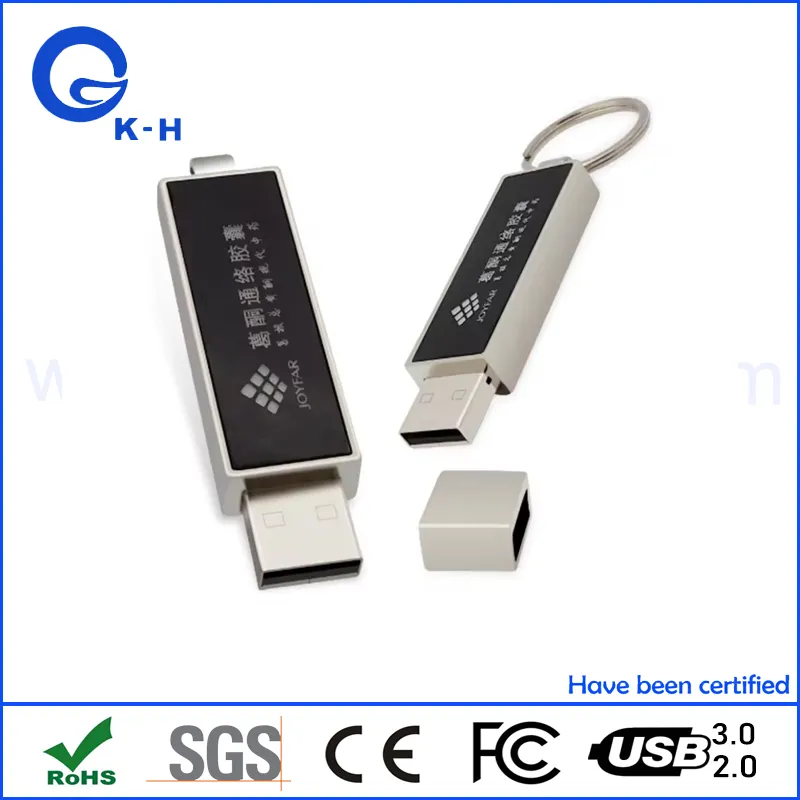 LED Promotion Gift Metal Keychain LED Glowing Logo USB Flash Memory Drive Custom Logo