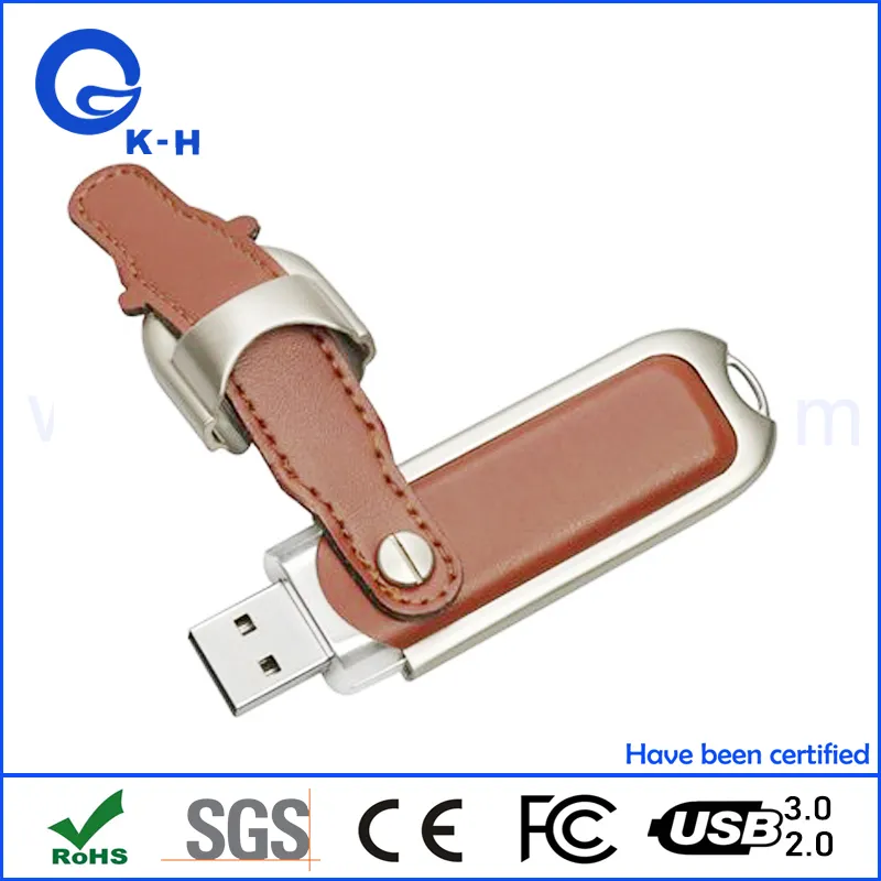 Leather USB Flash Pendrive Thumb Drive as Promotional Gift