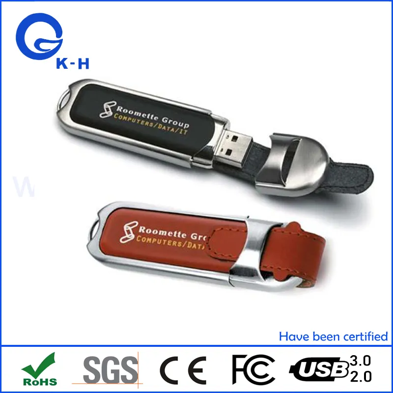 Leather USB Flash Pendrive Thumb Drive as Promotional Gift