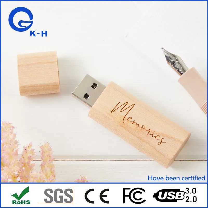 Light up Wood USB Flash Memory Stick 64GB 32GB 16GB