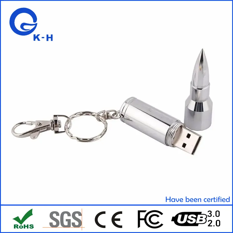 Metal Bullet Shaped USB Flash Disk 4GB 8GB 16GB