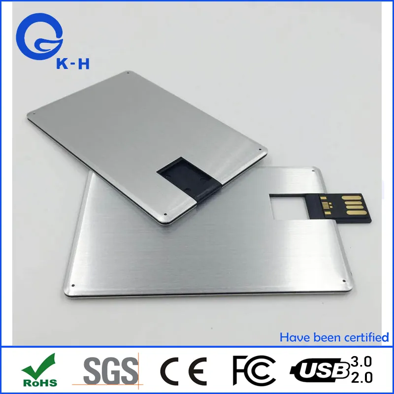 Metal Credit Card Shape USB 2.0 3.0 Flash Memory Disk for Company Gift