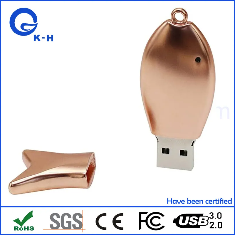 Metal Fish Shape USB 2.0 3.0 Flash Memory Stick