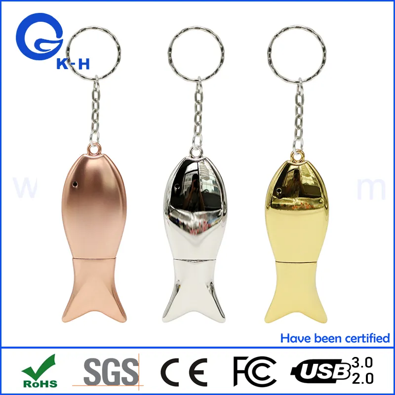 Metal Fish Shape USB 2.0 3.0 Flash Memory Stick