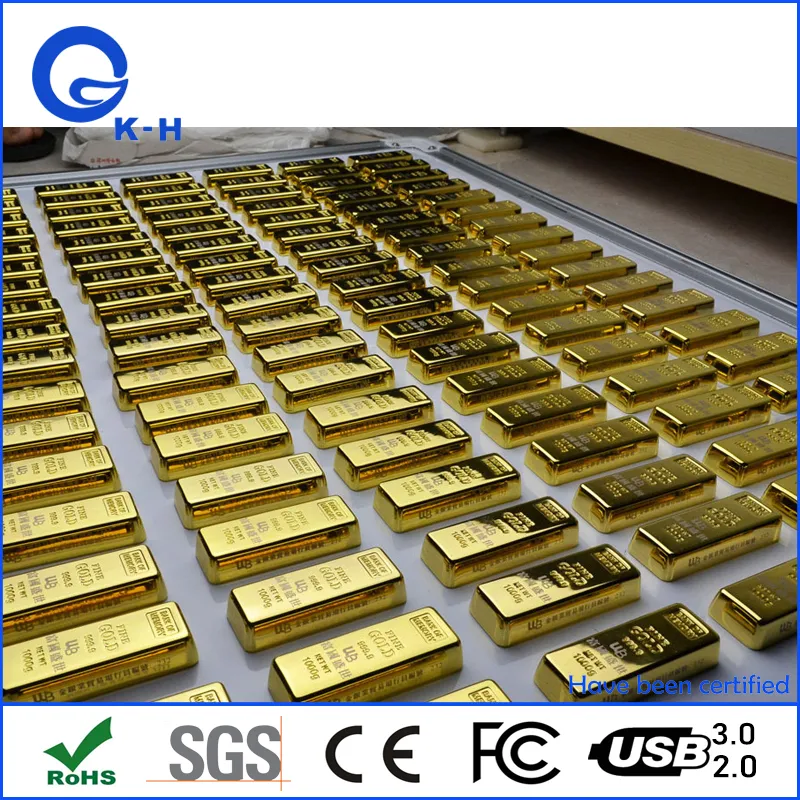 Metal Gold Bar 16GB 32GB Flash Memory USB 2.0 3.0