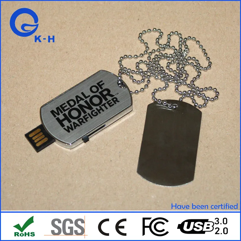 Metal Material Dog Tag Shaped USB 2.0 Memory Stick 4GB