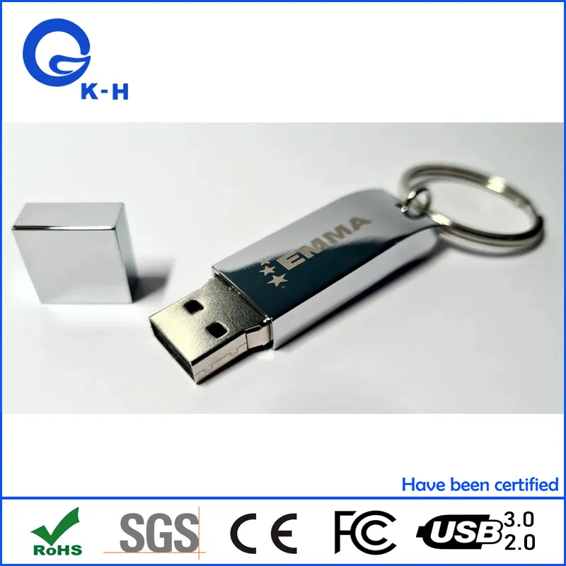 Metal USB Personalized Silver Flash Memory Stick 16GB 32GB 64GB