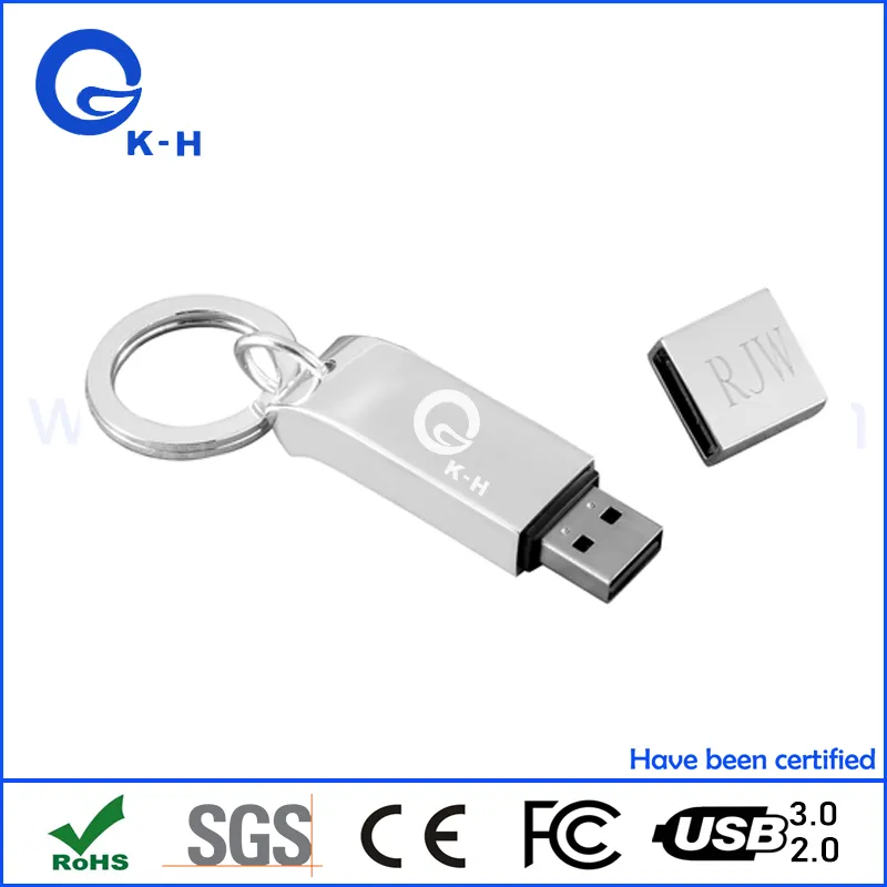 Metal USB Personalized Silver Flash Memory Stick 16GB 32GB 64GB