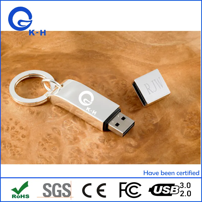 Metal USB Personalized Silver Flash Memory Stick 16GB 32GB 64GB