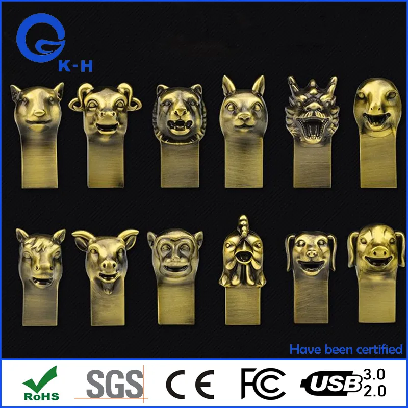 Mini Metal Tiger Shape Thumb Drive 16GB 32GB 64GB 2.0 Gift