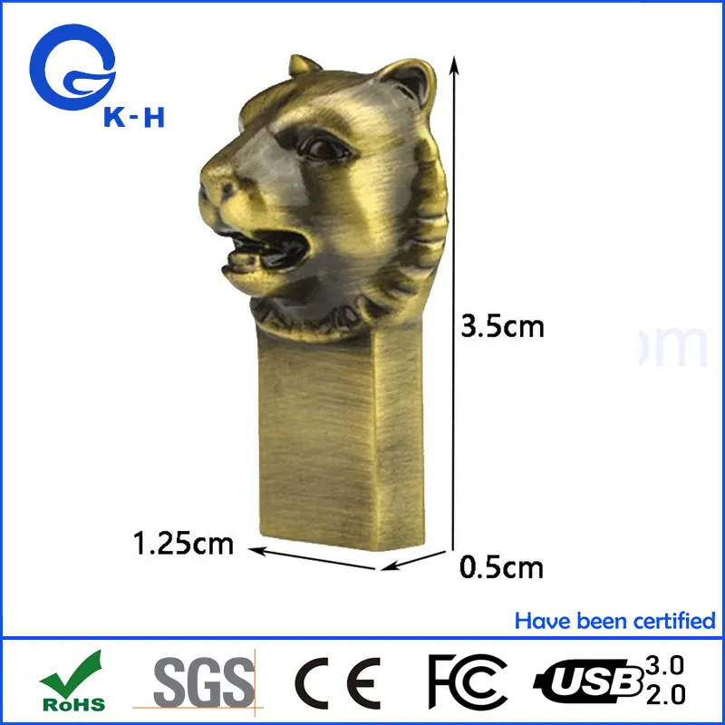 Mini Metal Tiger USB Flash Memory Driver 16GB 32GB 64GB