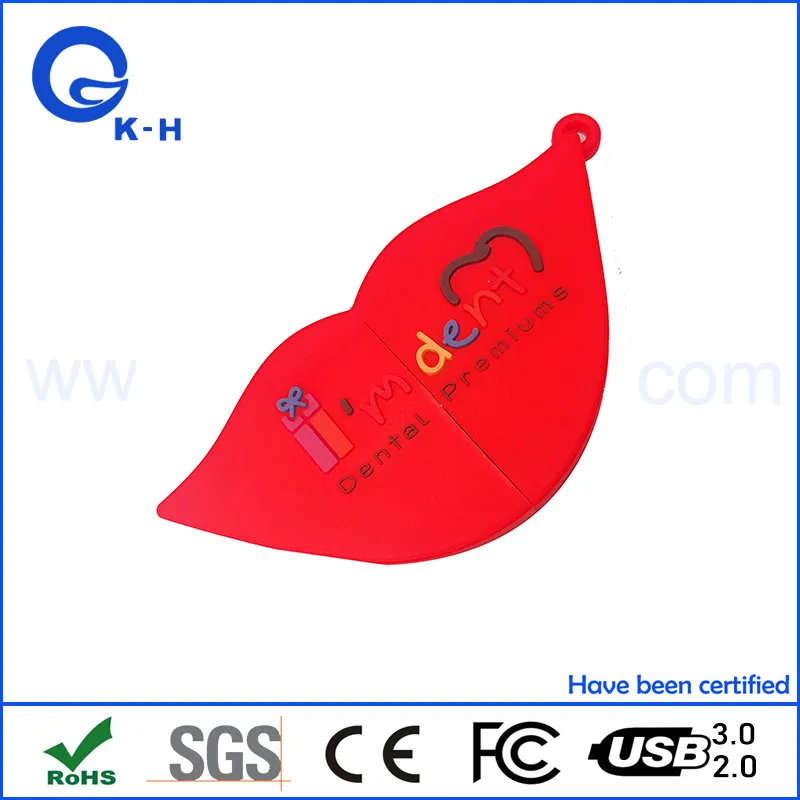 Mouth Shape PVC Custom Flash Memory USB 2.0 3.0