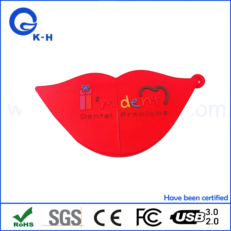 Mouth Shape PVC Custom Flash Memory USB 2.0 3.0