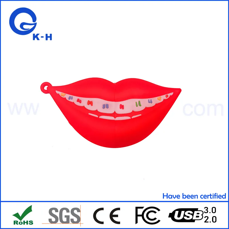 Mouth Shape PVC Custom Flash Memory USB 2.0 3.0