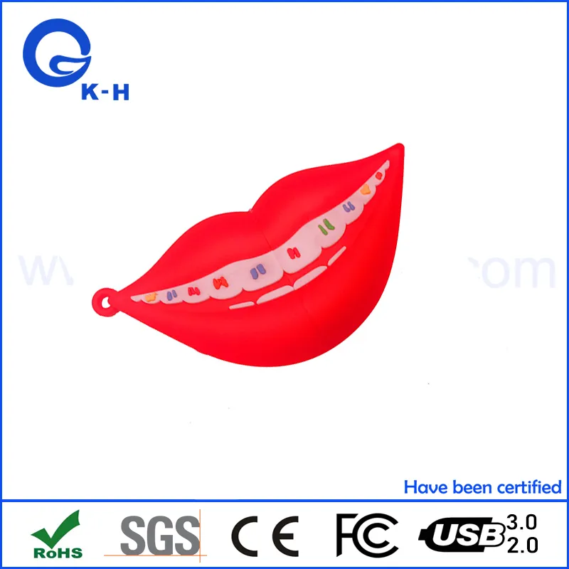 Mouth Shape PVC Custom Flash Memory USB 2.0 3.0